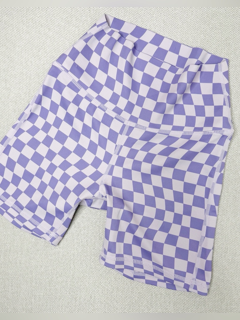 Wilo The Label Purple Checkerboard Biker Shorts Size XS - Picture 2 of 4